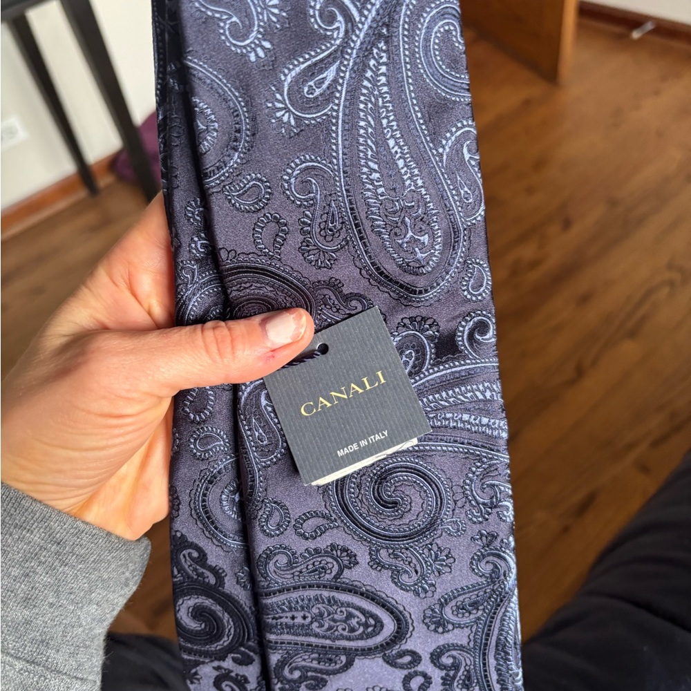 Canali Men's Blue Paisley Silk Tie Made in Italy NWT